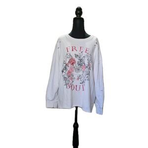 Arizona Womens S Distressed Oversized Baggy Pullover Alternative Sweatshirt